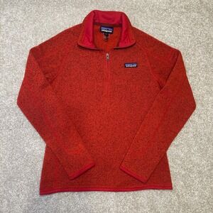 Patagonia Kids Fleece Pullover Sweater Red Size Small Quarter Zip Outdoor Hiking